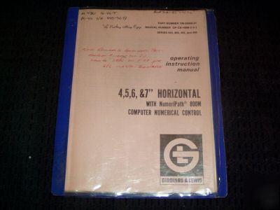 G&l giddings lewis boring mill operations manual 4-7