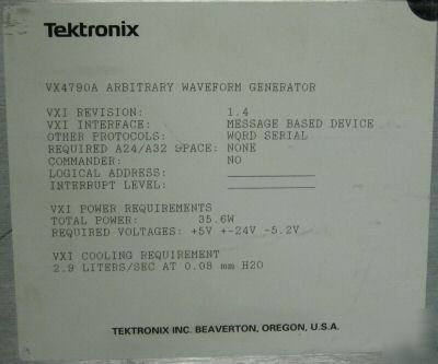 Tektronix VX4790A waveform generator, 30 day warranty