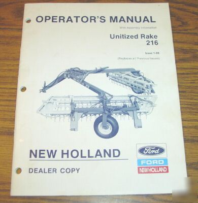 New holland 216 unitized rake operator's manual nh