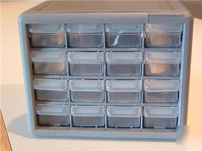 Part bin storage cabinet akro mil 16 drawer grey 10116