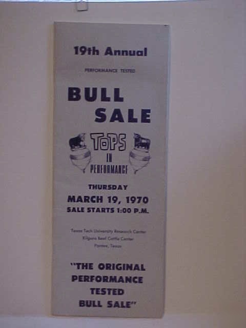 19TH ann bull sale catalog 3/19/70 texas tech pantex tx