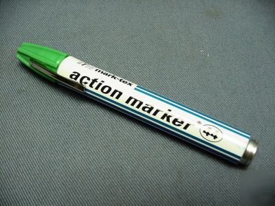 Mark-tex valve action marker â€“ green (perm) â€“ 3 pack