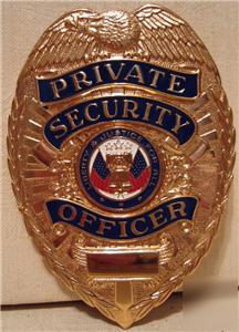 Private security enforcement officer badge gold