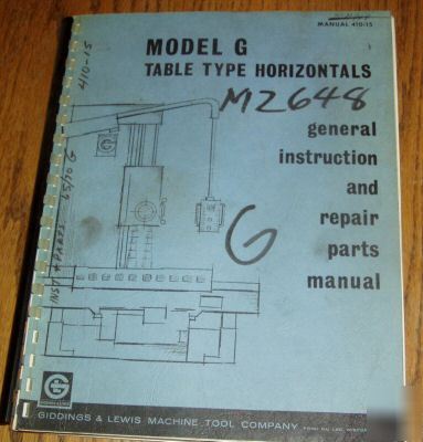 G&l giddings lewis g type boring mill operations manual
