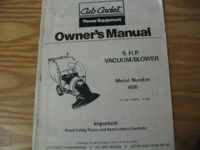 Cub cadet 685 vacuum blower owners manual