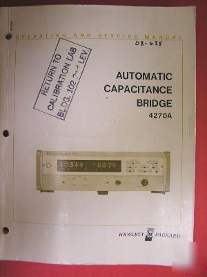 Hp 4270A capacitance bridge operating & service manual