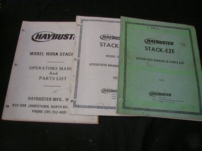Lot of 3 haybuster stack-eze operators manual & parts 