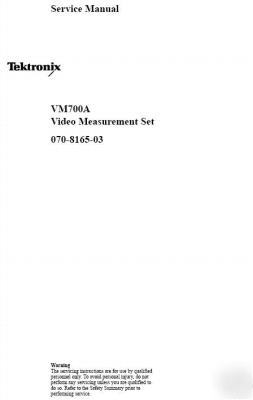 Tek tektronix VM700A video measurement set manual