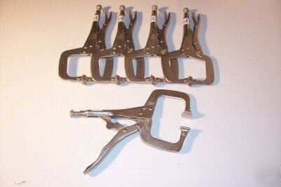 5 pc 11'' locking c clamps with pads welding hold tools