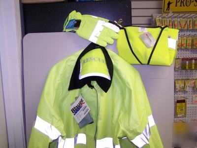 Hiviz traffic control hat vest & blauer jacket fire ems