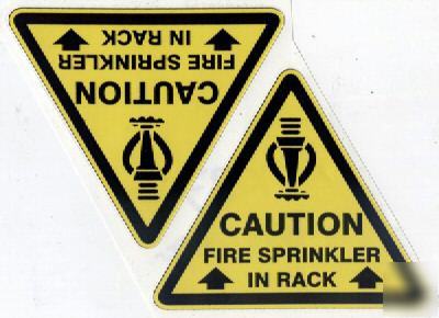 In rack fire sprinkler / warning and safety labels