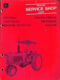 John deere operators manual for 2520 tractor tractors g