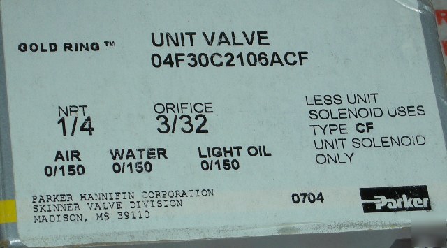 New parker unit valve 04F30C2106ACF 
