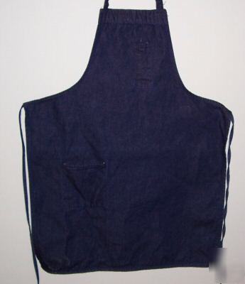 Shop apron, blue denim 30X40 self ties package of 12
