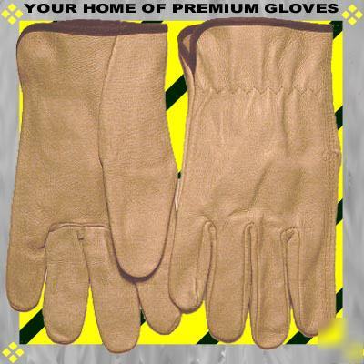 3 lg premium leather work glove top grain pigskin yard