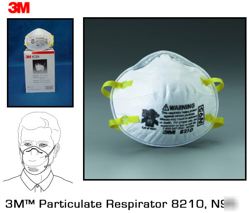 3M 8210 respirators - case of 160 -N95 - disposable