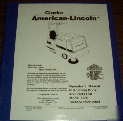 Clarke american lincoln 7760 power sweeper manual parts