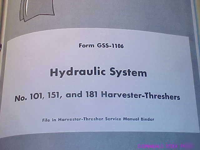Ih 101 151 181 thresher hydraulic system service manual