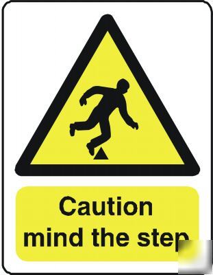 Large metal safety sign caution mind the step 1447