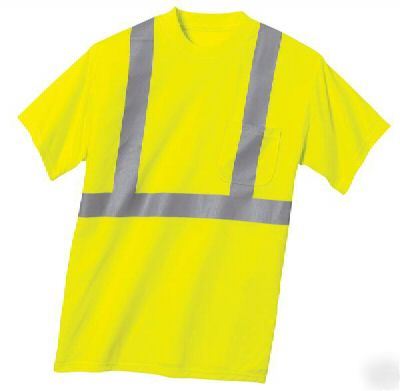 New 5 t-shirts ansi compliant reflective safety medium