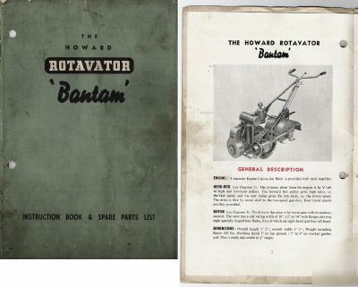 Vintage howard bantam rotovator manual parts list on cd