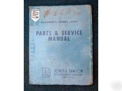 Jones & lamson parts/service manual auto turret lathe