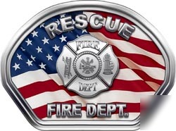 Fire helmet face decal 49 reflective rescue flag