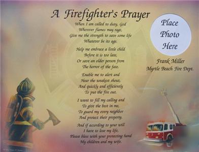 Firefighter's prayer personalized poem fire dept lot 10