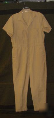Sears tan short sleeve summer coveralls, overalls.
