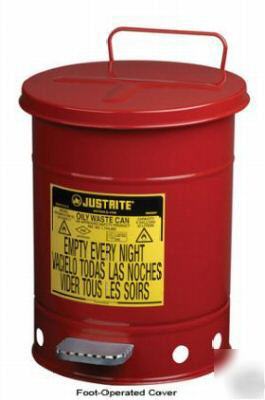 14 gallon justrite oily waste can, safety can, rags