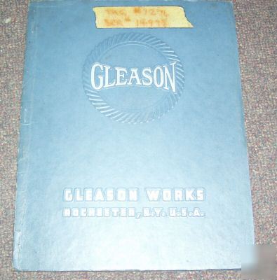 Gleason no 17 gear testing lapping parts manual