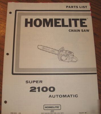 Homelite super 2100 chain saw parts catalog manual