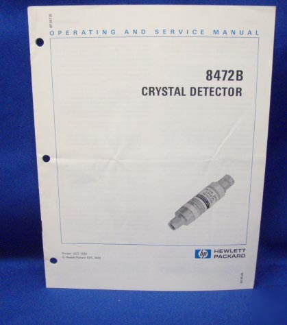 Hp 8472B crystal detector operating & service manual
