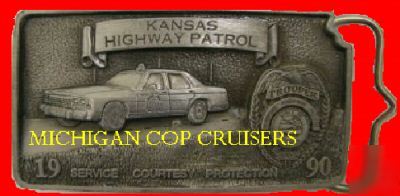 Kansas highway patrol commerative pewter belt buckle 