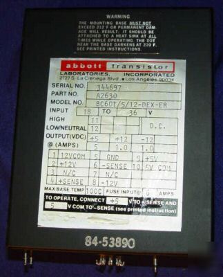 Abbott transistor dc-dc converter 18-36V in 5,+/-12 out