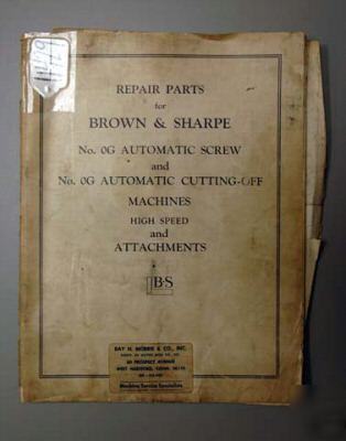 Brown & sharpe parts catalog no. 0G auto screw/cut-off: