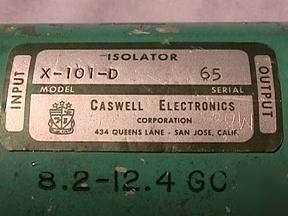 Caswell X101D microwave 8.2-12.4GC isolator