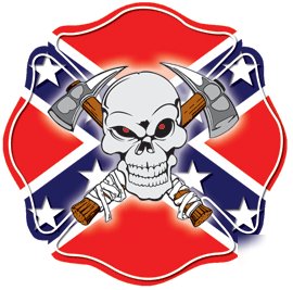 Firefighter confederate flag skull maltese cross decal