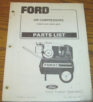 Ford 1/2 hp to 4 hp air compressor parts catalog book