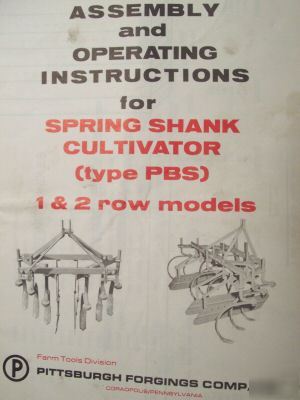 Pittsburgh spring shank cultivators operator manual
