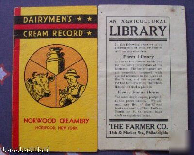 Lot vintage~dairymen's record/cooperator booklets~1938