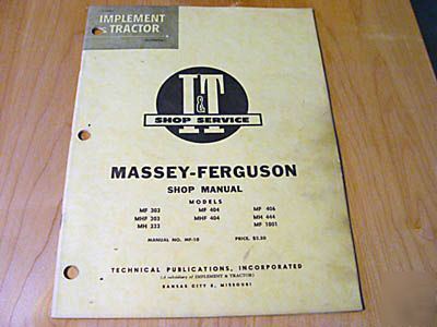 Massey-ferguson MF303 MF333 MF404 MF406 MH444 manual mf
