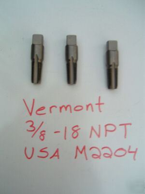 New 3/8-18 npt 3 pipe taps 4 fl carbon usa