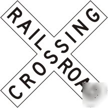 Real crossbuck rail road crossing train street sign
