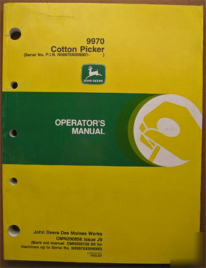 Operators manual for john deere john deere 9970 cotton 