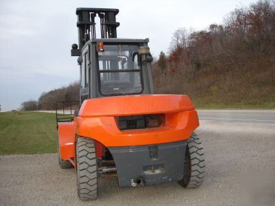 2001 toyota 15500# dual tire diesel forklift with cab