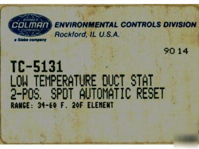 Colman tc-5131 low temperature duct stat