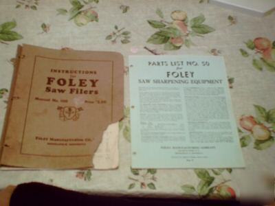 Foley saw filers instructions manual with parts list 