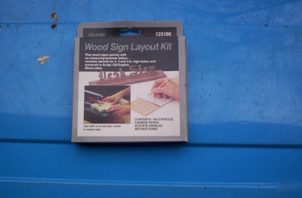 Sears wood sign layout letter/number stencil kit scroll