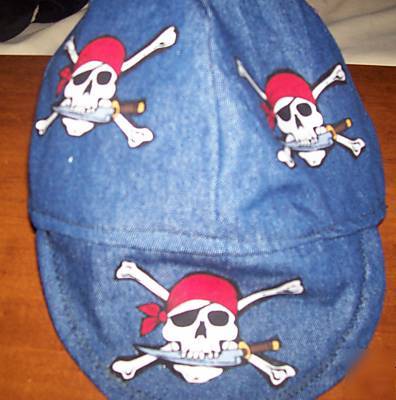 Tattoo pirate skulls welders hat hats cap caps welding